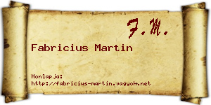 Fabricius Martin névjegykártya